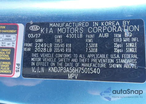 2017 Kia Soul + from USA, damaged, VIN KNDJP3A56H7501540